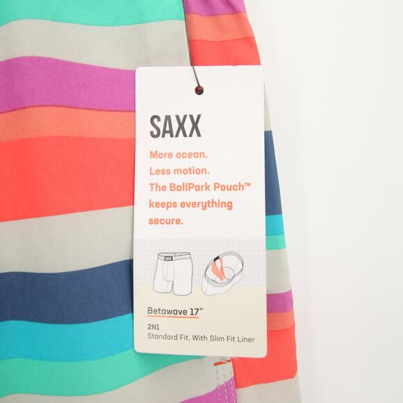 SAXX Betawave Swim Trunks Multicolor Striped Board Shorts Quick Dry Size 38 NWT - Picture 6 of 15